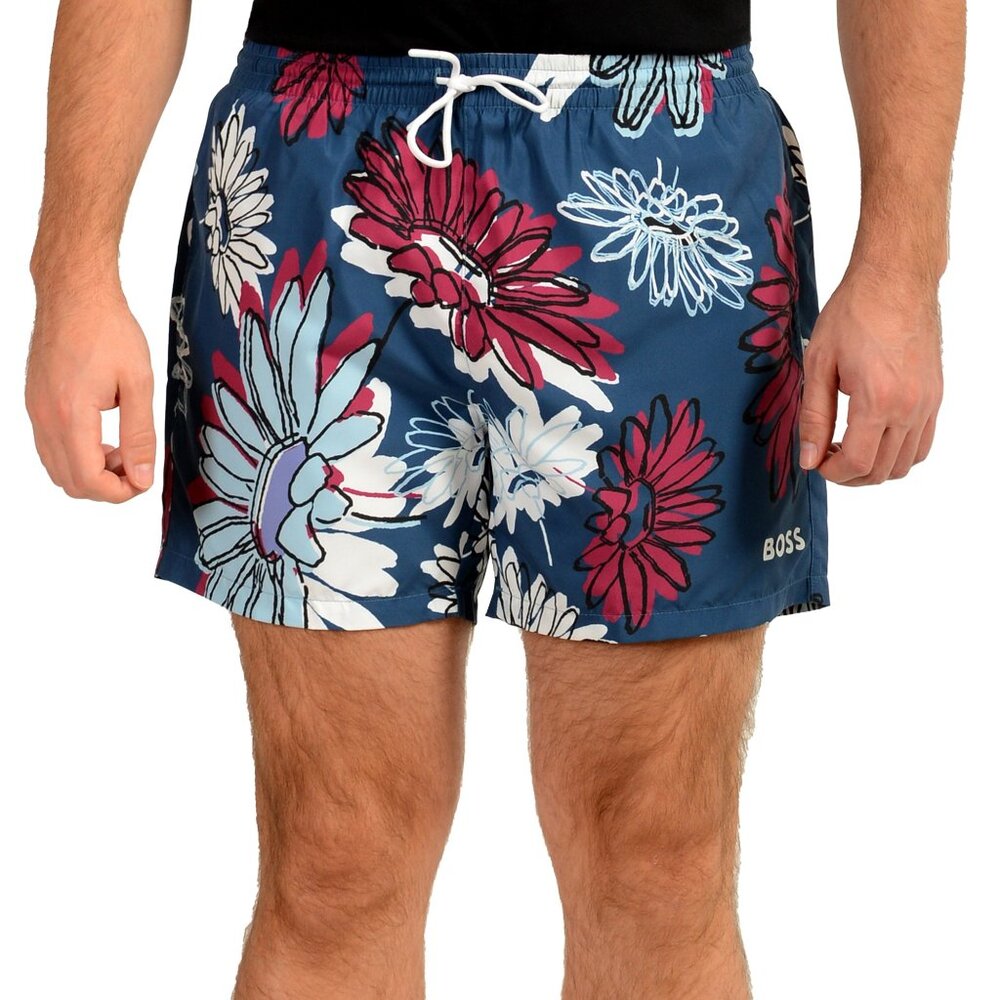 Hugo Boss Men's "Piranha" Floral Print Swim Board Shorts US M IT 50